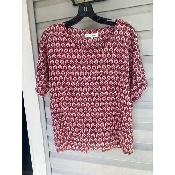 Silvian Heach Peacock Top, Pink Red Blouse, Size Small - Picture 4 of 9